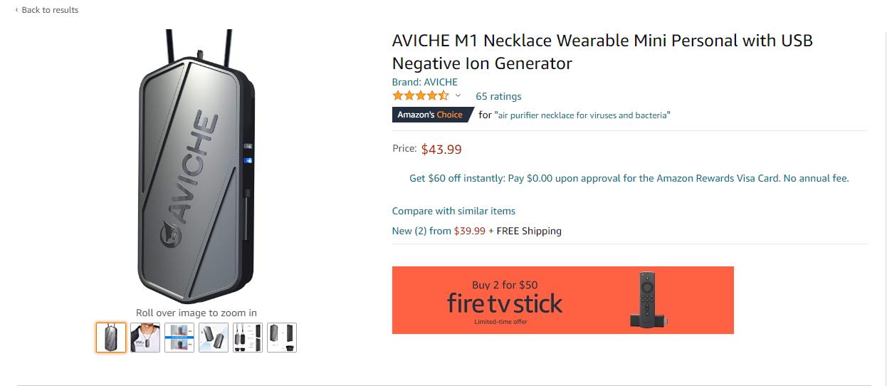 Buy certified AVICHE wearable air purifier on Amazon