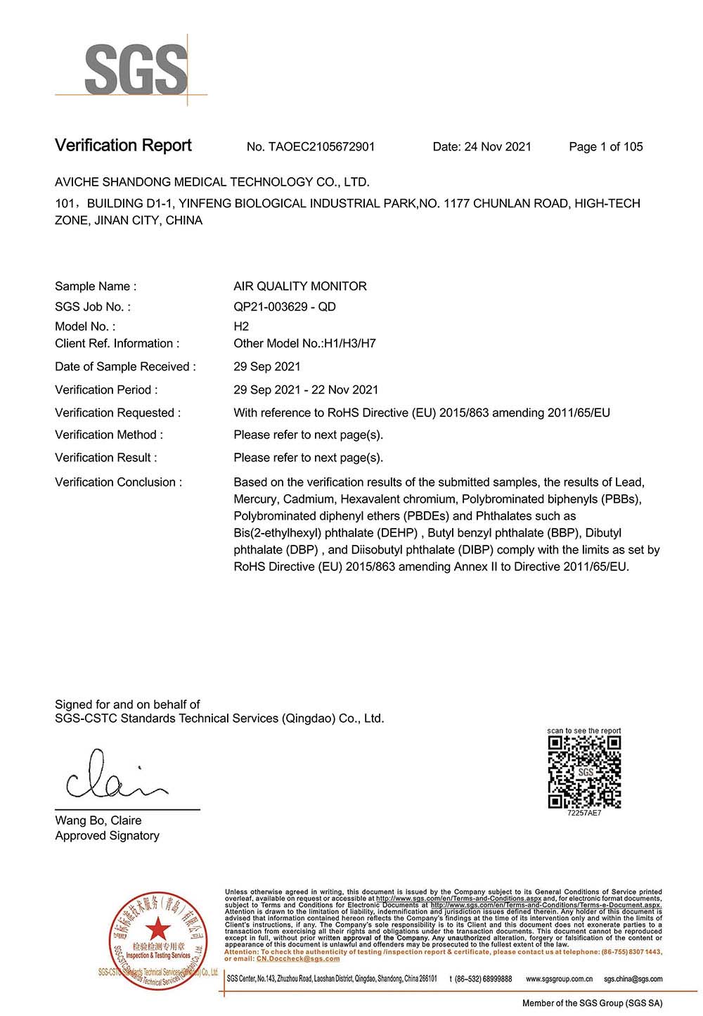 RoHs Certificate
